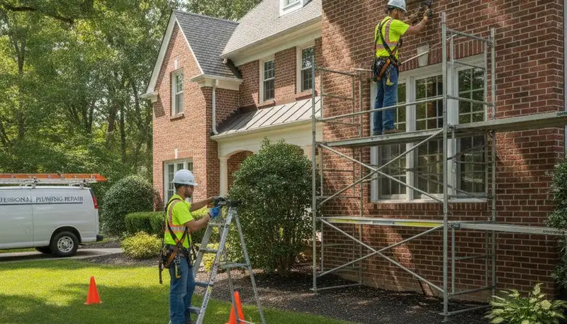 Plumber repairing a pipe in Cleveland, OH, for residential plumbing repair services