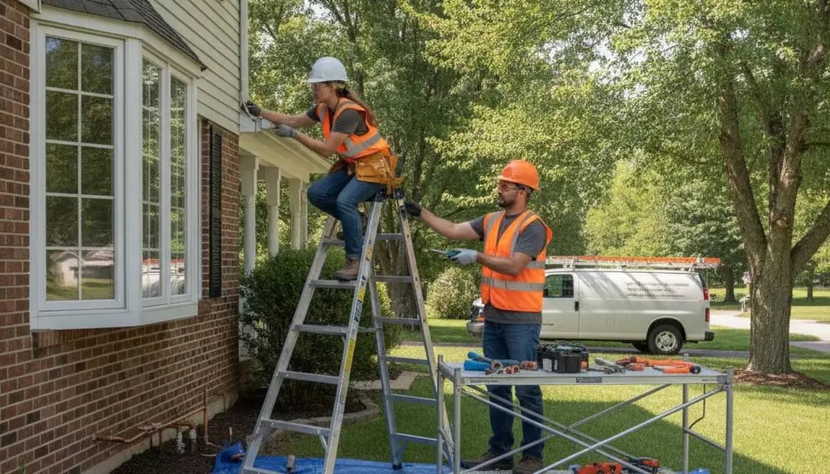 Plumber repairing a pipe in Cleveland, OH for a plumbing repair service