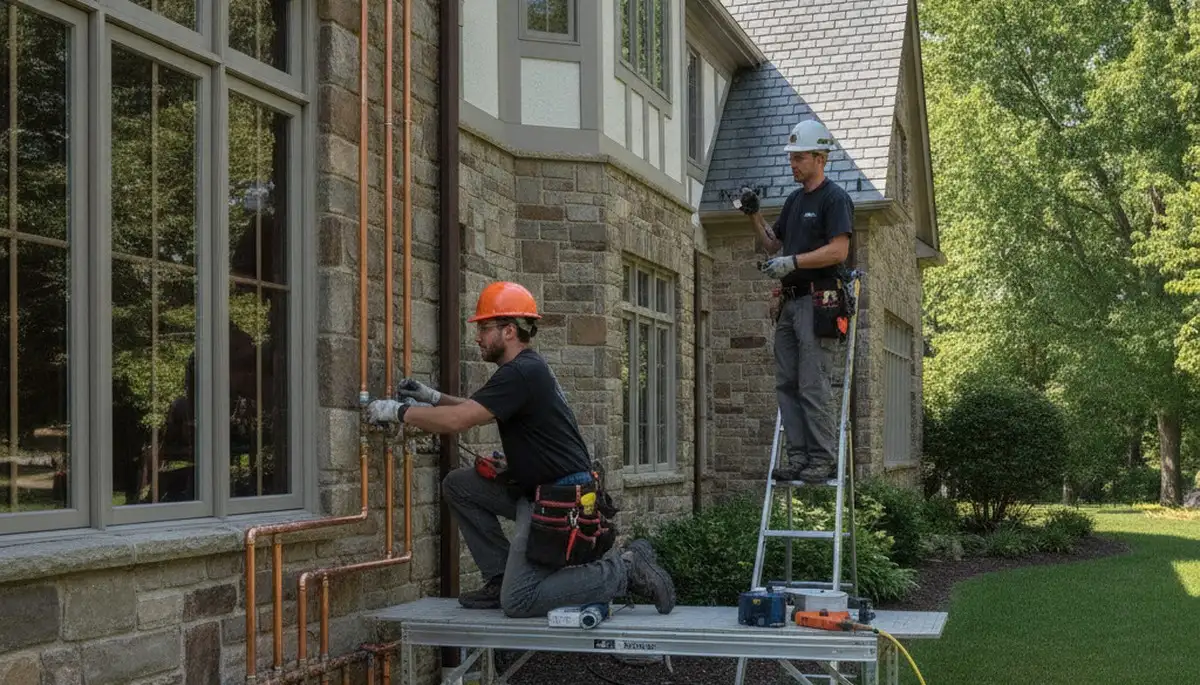 Plumber repairing a pipe in Cleveland, OH for residential plumbing service