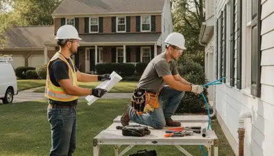 Plumber repairing a pipe in Cleveland, OH for residential plumbing service