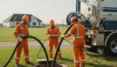 Cleveland, OH plumber performing septic pumping service for a home system